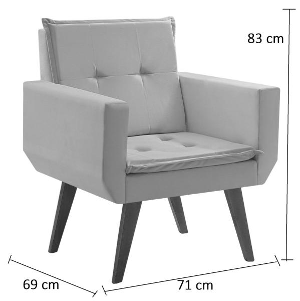 Imagem de Poltrona Decorativa Taurus 1 Lugar Base Palito Tecido Suede