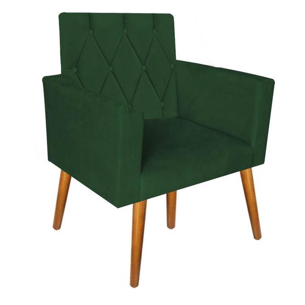 Imagem de Poltrona Decorativa Thais Capitonê Suede Verde - Móveis Mafer