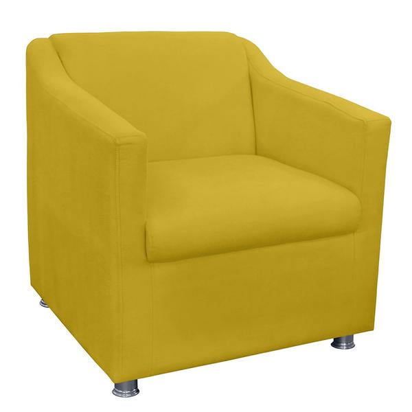 Imagem de Poltrona Decorativa Tilla Pés Cromado Suede Amarelo - DS Estofados