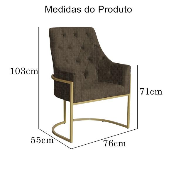 Imagem de Poltrona Decorativa Vick Base em Metal Linho Cores - DS Estofados