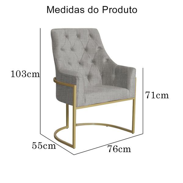 Imagem de Poltrona Decorativa Vick Base em Metal Linho - MALTA DECOR