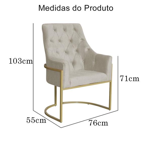 Imagem de Poltrona Decorativa Vick Suede Bege Base Dourada Ms Decor