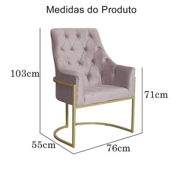 Imagem de Poltrona Decorativa Vick Veludo Rosê Base Dourada Mz Decor