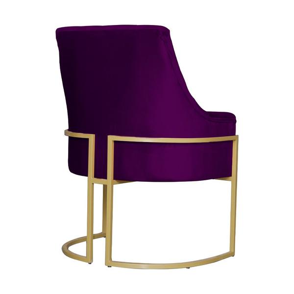 Imagem de Poltrona Decorativa Vick Veludo Roxo Base Dourada Ms Decor