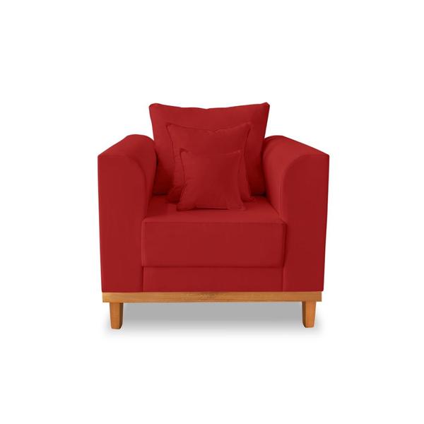 Imagem de Poltrona Decorativa Viena Com Almofadas Suede Vermelho - Madeira Prima Deccor