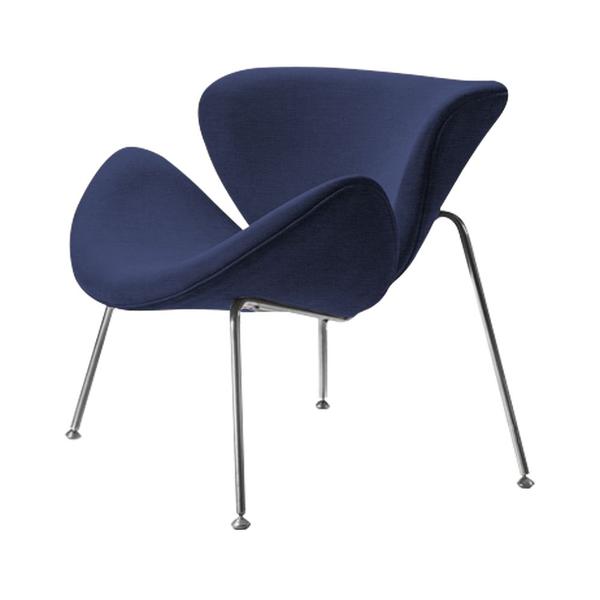 Imagem de Poltrona Design Trevo Linho Azul Base Cromada