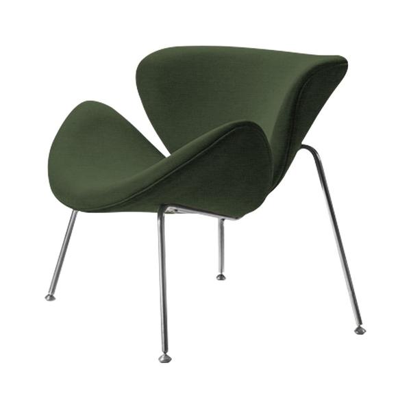 Imagem de Poltrona Design Trevo Linho Verde Base Cromada