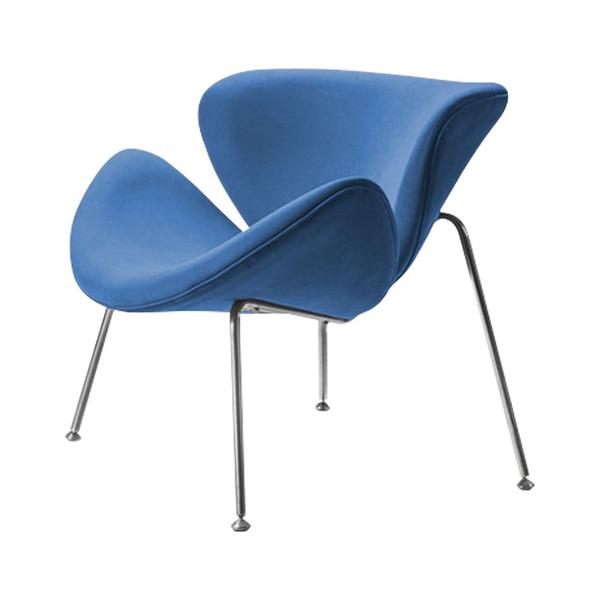 Imagem de Poltrona Design Trevo Suede Azul Base Cromada