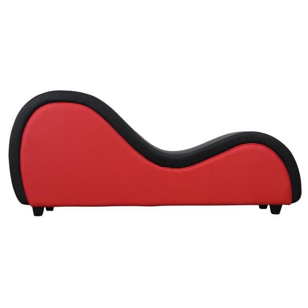 Imagem de Poltrona Divã Tântrica Massagem Recamier Long Chaise Namoradeira Preta e Vermelho