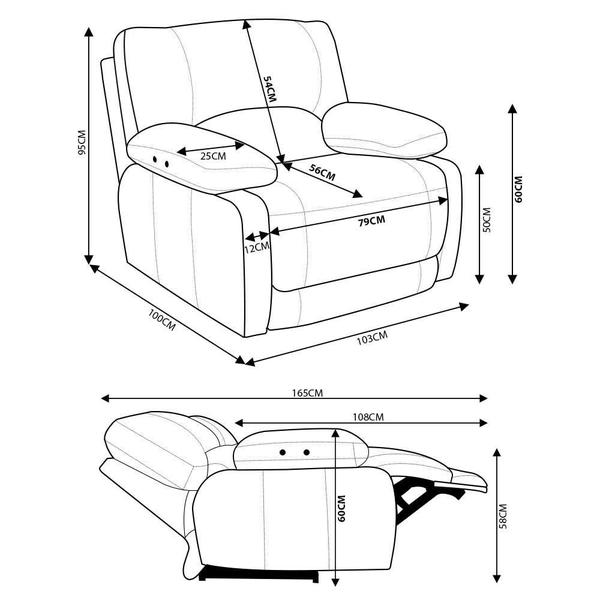 Imagem de Poltrona do Papai Reclinável Elétrico Asmará Power Touch Small Couro Off White G43 - Gran Belo