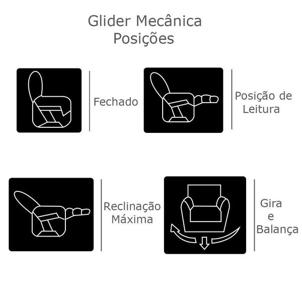 Imagem de Poltrona do Papai Reclinável Giratória Armênia Glider Mecânico Couro Bege - Gran Belo