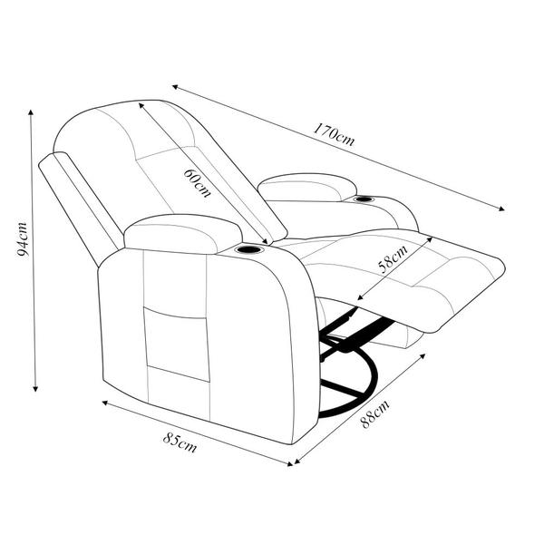 Imagem de Poltrona do Papai Reclinável Giratória e Balanço Sala de Cinema Crihs Manual Glider PU Marrom Brilho G23 - Gran Belo