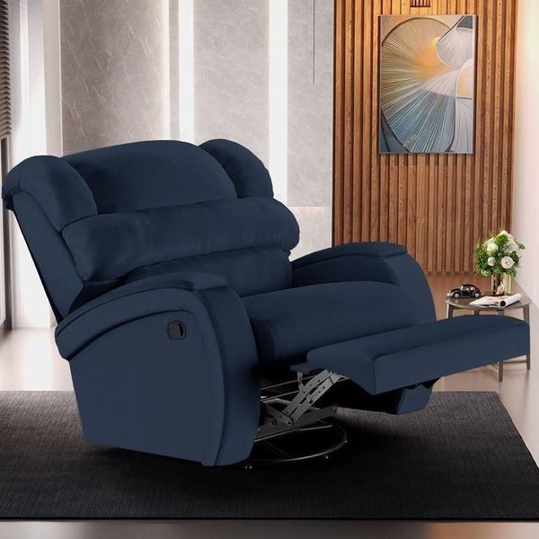 Imagem de Poltrona Do Papai Reclinável Kalie Glider Giratória Massagem Fh9 Pu Azul - Mpozenato