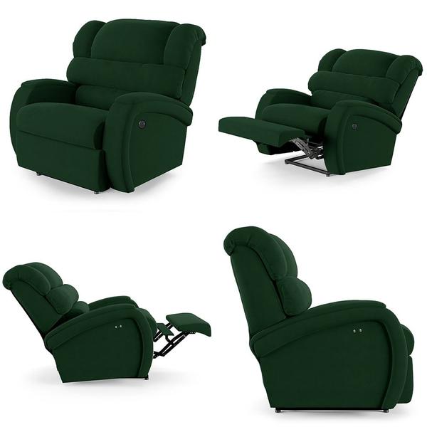 Imagem de Poltrona do Papai Reclinável Kalie Power Touch Massagem FH9 Veludo Verde - Mpozenato