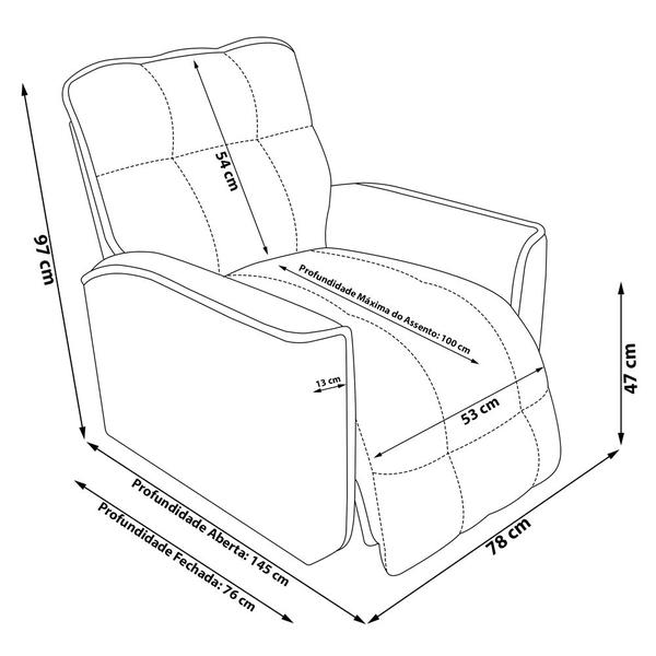 Imagem de Poltrona do Papai Reclinável Manual Comfort Veludo Azul Turquesa - Montanaris Decor