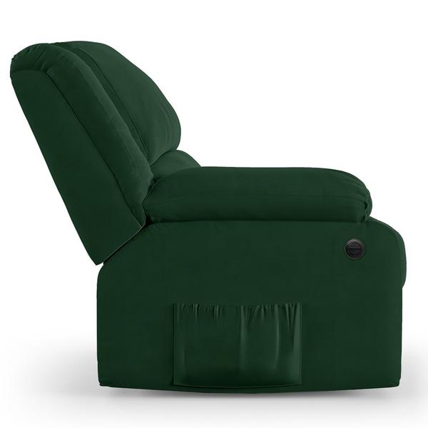 Imagem de Poltrona do Papai Reclinável Massageadora Elétrica com USB Simon F05 Veludo Verde - Lyam Decor