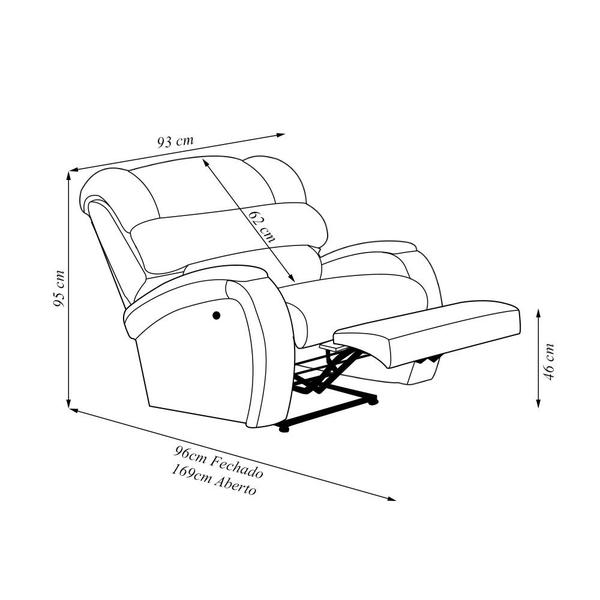 Imagem de Poltrona do Papai Reclinável Napoli Power Touch Massagem PU Branco FH1 - D'Rossi