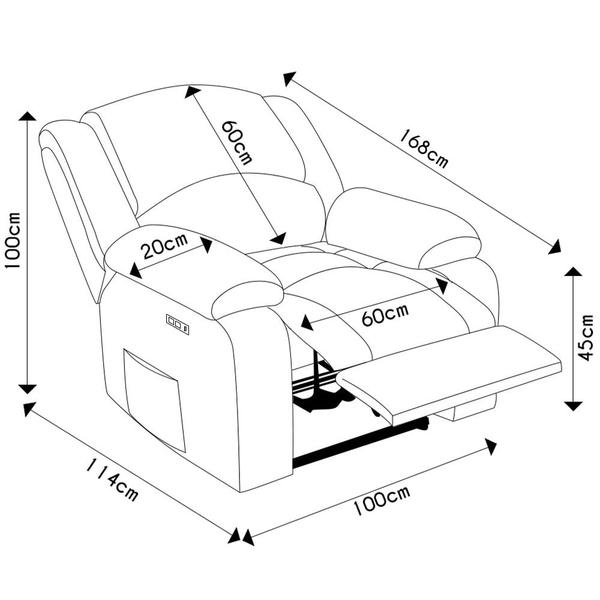 Imagem de Poltrona do Papai Reclinável Pietra Elétrica LED FH9 PU Whisky - Mpozenato