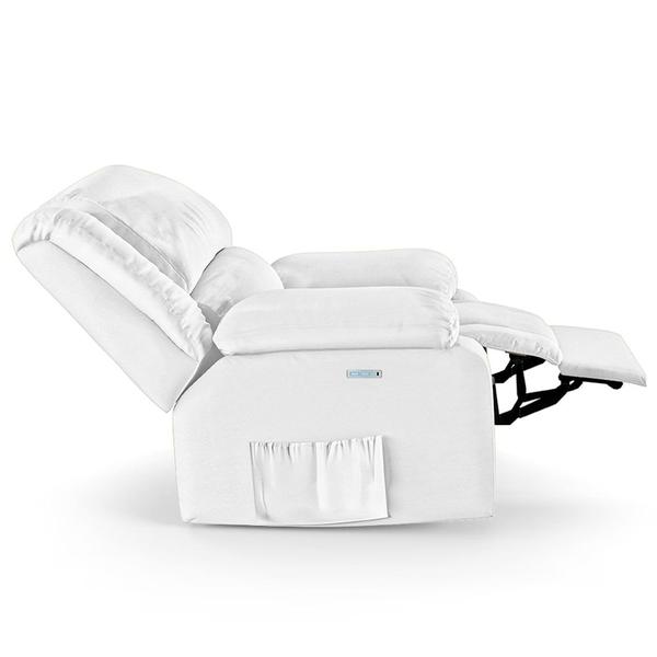 Imagem de Poltrona do Papai Reclinável Pietra Elétrica LED Massagem FH9 PU Branco - Mpozenato