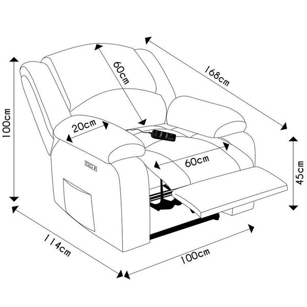 Imagem de Poltrona Do Papai Reclinável Pietra Elétrica Led Massagem Fh9 Pu Caramelo - Mpozenato