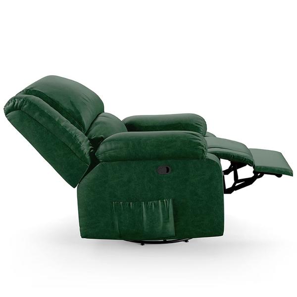 Imagem de Poltrona do Papai Reclinável Pietra Glider Giratória USB FH9 PU Verde Musgo - Mpozenato