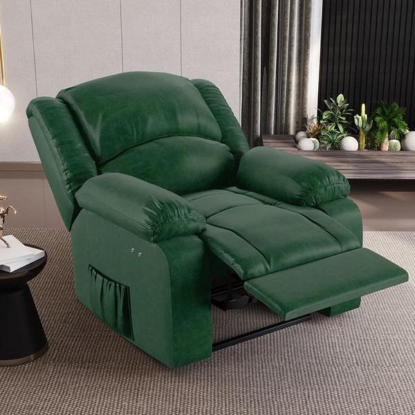 Imagem de Poltrona do Papai Reclinável Pietra Power Touch Massagem FH9 PU Verde Musgo - Mpozenato