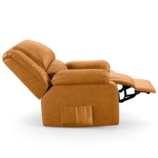 Imagem de Poltrona do Papai Reclinável Pietra Power Touch Massagem FH9 PU Whisky - Mpozenato