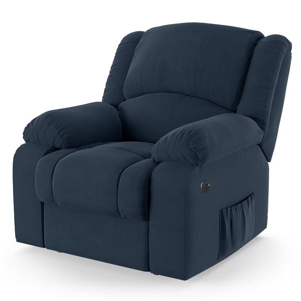 Imagem de Poltrona do Papai Reclinável Pietra Power Touch Massagem FH9 Veludo Azul - Mpozenato