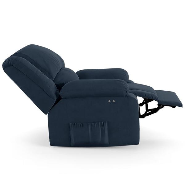 Imagem de Poltrona do Papai Reclinável Pietra Power Touch Massagem FH9 Veludo Azul - Mpozenato