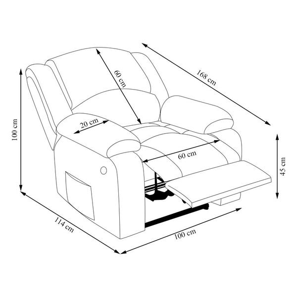 Imagem de Poltrona do Papai Reclinável Sala de Cinema Barcelona Elétrica Touch USB PU Preto Brilho  G23