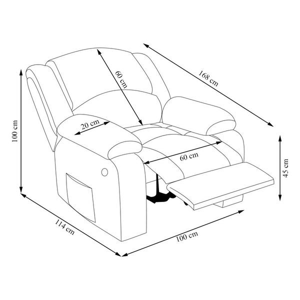 Imagem de Poltrona do Papai Reclinável Sala de Cinema Barcelona Manual Veludo Marrom  G23