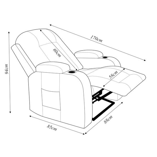 Imagem de Poltrona do Papai Reclinável Sala de Cinema Crihs LIFT com Massagem e Aquecimento PU Caramelo G23 - Gran Belo