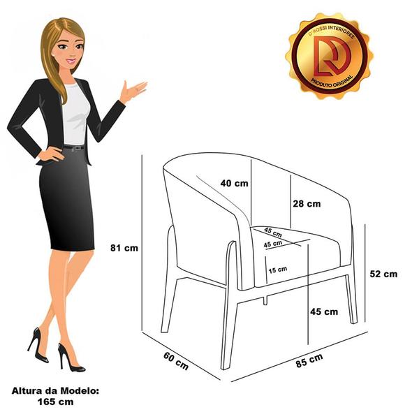 Imagem de Poltrona e Puff Decorativo Base Madeira Stella Bouclê P01 - D'Rossi