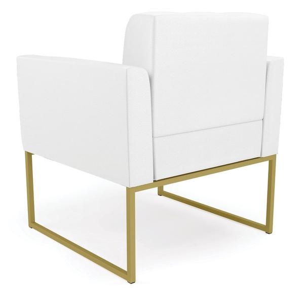 Imagem de Poltrona Elisa material sintético Branco Base Metálica Industrial Dourado - D'Rossi