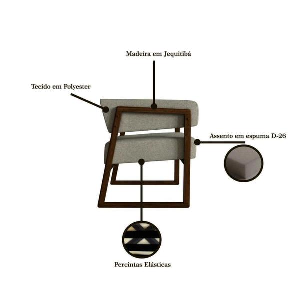 Imagem de Poltrona em Madeira Maciça com Braço Bria Nogueira Tec Poly 384 G-3
