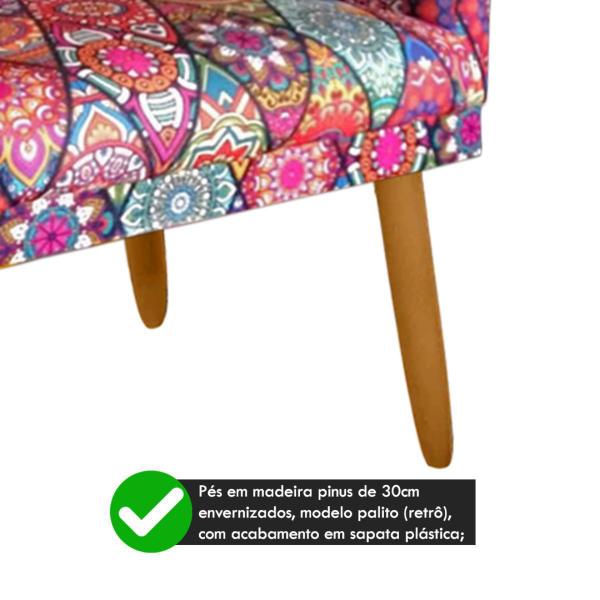 Imagem de Poltrona Estampada Nina Mandala Vermelho para Costura Rodapé - 2M Decor