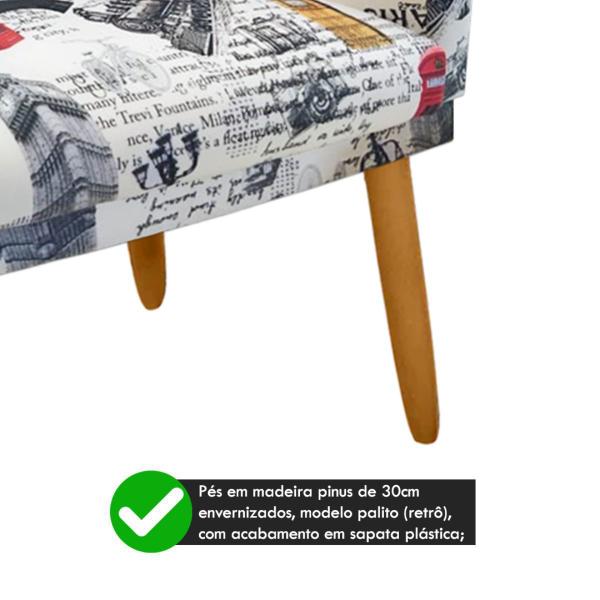 Imagem de Poltrona Estampada Nina Paris Vermelho para Ateliê Rodapé - 2M Decor