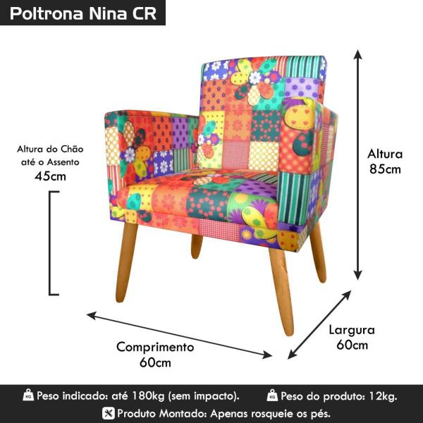 Imagem de Poltrona Estampada Nina PatchWork Retalhos para Costura Rodapé - 2M Decor