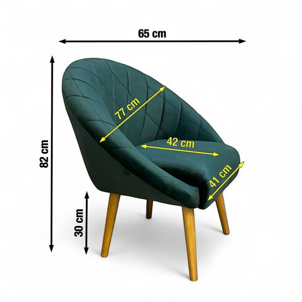 Imagem de Poltrona Estofada Bela Para Decoração de Ambientes Sala, Quarto e Escritório - Tecido Veludo Várias Cores