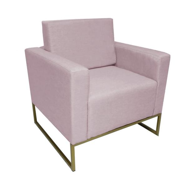 Imagem de Poltrona Estofada Com Base de Ferro Para Sala de Estar Grazi Suede Rose - DL DECOR