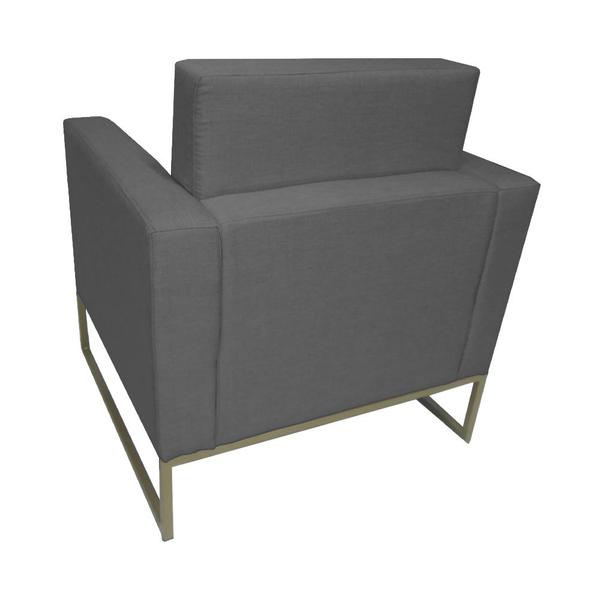 Imagem de Poltrona Estofada Com Base de Ferro Para Salão de Beleza Leticia Pé Ferro Suede Cinza - LM DECOR