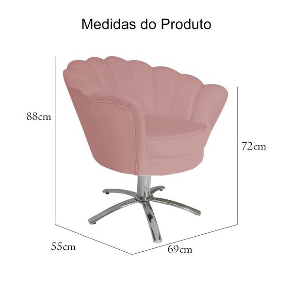 Imagem de Poltrona Estofada Com Base Giratória de Metal Pétala Veludo Rosa Nude - LM DECOR