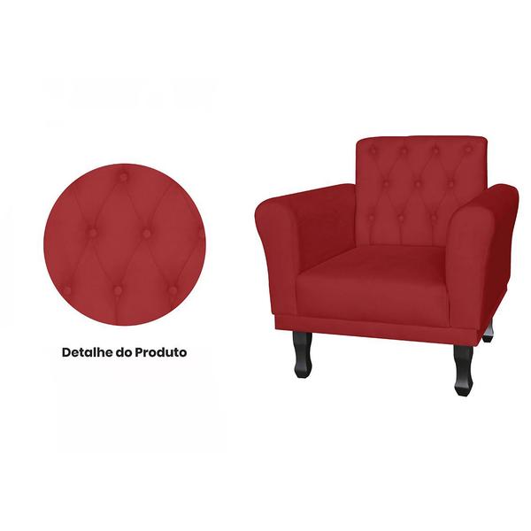 Imagem de Poltrona Estofada Com Capitone Para Salão de Beleza Classic Suede Vermelho - DL Decor