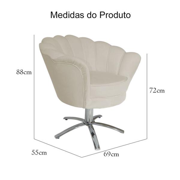 Imagem de Poltrona Estofada Decorativa 1 Lugar Base Giratória de Metal Pétala Veludo Bege - DL Decor