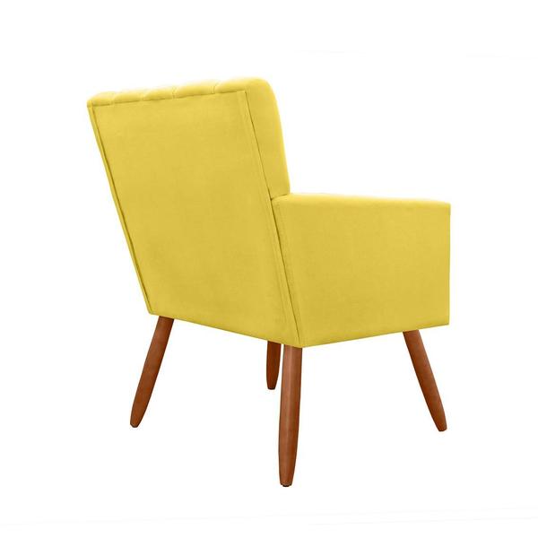 Imagem de Poltrona Estofada Decorativa Pés Palito Para Escritório Cecília Suede Amarelo - INCASA DECOR