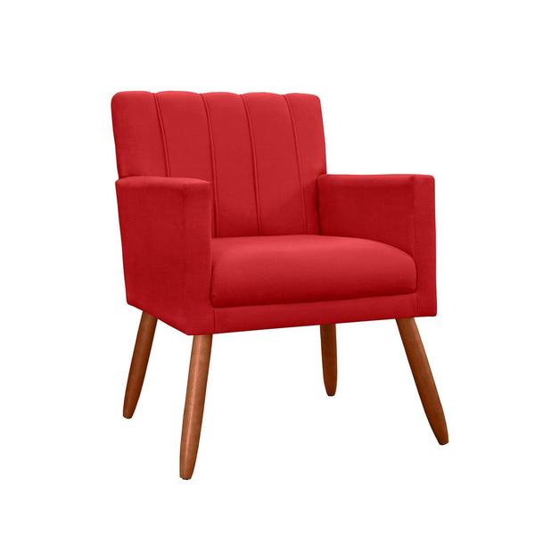 Imagem de Poltrona Estofada Decorativa Pés Palito Para Escritório Cecília Suede Vermelho - DL DECOR