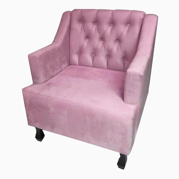 Imagem de Poltrona Estofada Para Hall de Entrada Heloisa Suede Rosa Bebe DL Decor