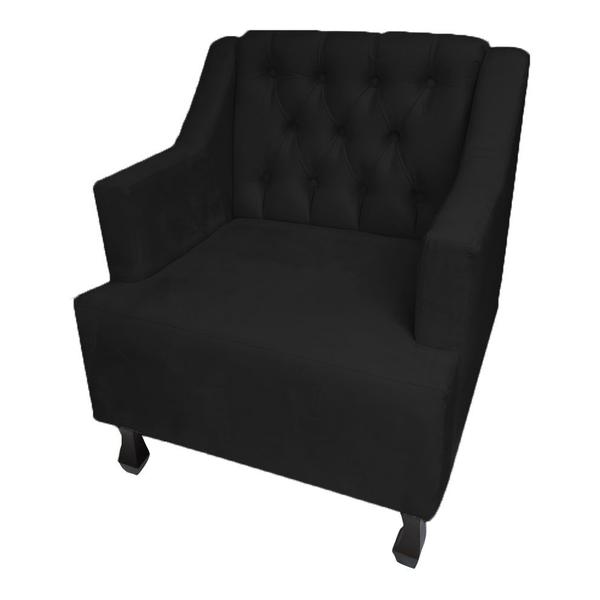 Imagem de Poltrona Estofada Para Recepção Consultório Heloisa Suede Preto DL Decor