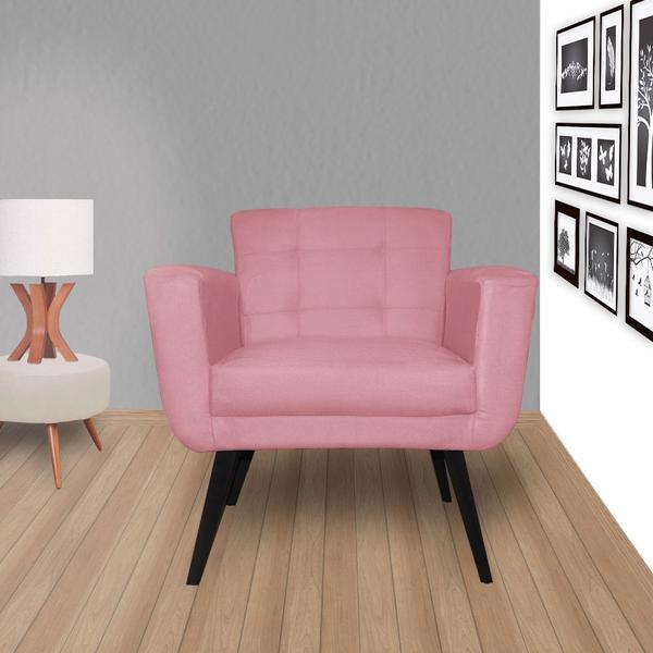 Imagem de Poltrona Estofada Para Sala de Estar Giovanna Suede Rosa Barbie - DL Decor