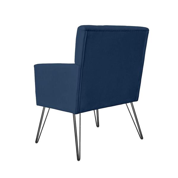 Imagem de Poltrona Estofada Para Sala de Estar Pés de Ferro Onix Suede Azul Marinho - MB Decor